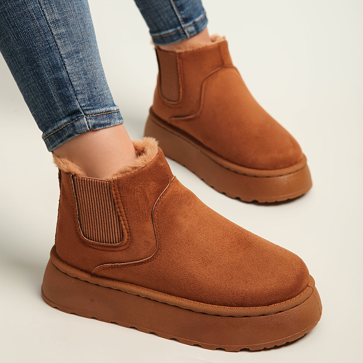 New Winter Women's Thick-Soled Snow Boots, Versatile Fashion Slip-On Short Boots, Casual Warm Women's Boots