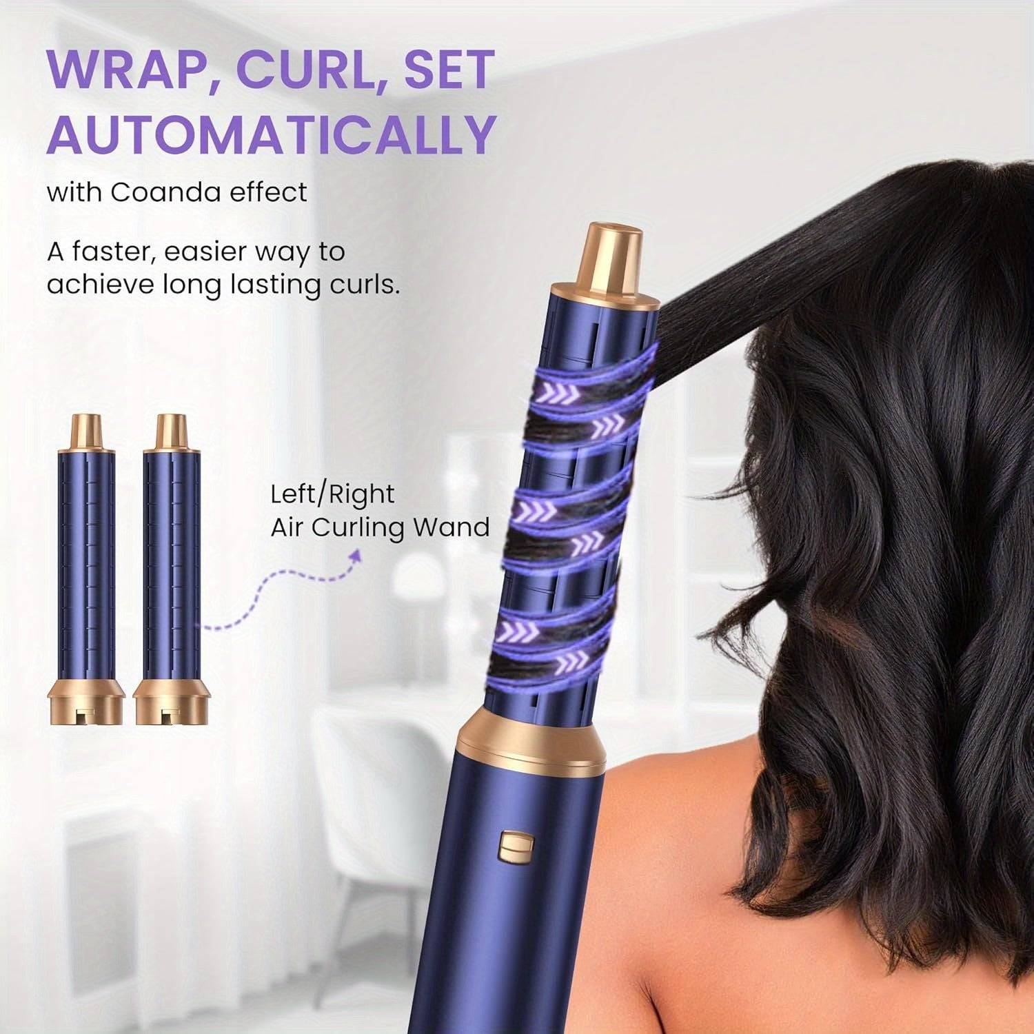 Hairstyler 5-in-1 Air Styler Hot Brush Curling Iron Thermal Brush Hair Straightener for Long/Short Hair - Cordless, USB-Powered, 220V, Automatic Power-Off, No Battery Needed, Hair Brushes