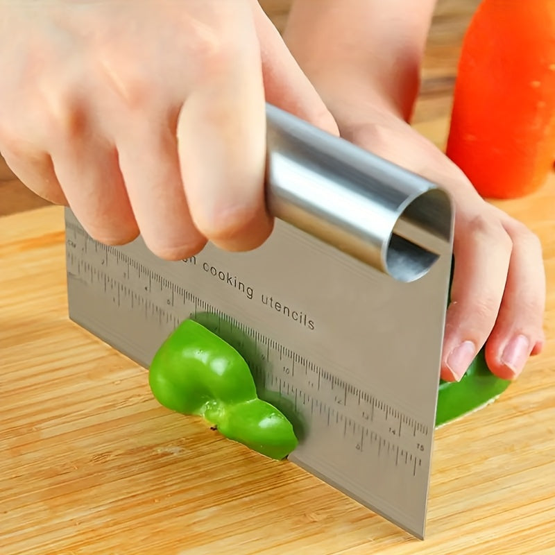 1pc 304 Stainless Steel Bench Scraper & Pastry Cutter - Multifunctional Dough Tool with Built-In Ruler, Ergonomic Handle for Baking, Pie Crusts, Pizza Dough - Durable Food-Safe Kitchen Essential, Dough Scraper, Baking Essenti
