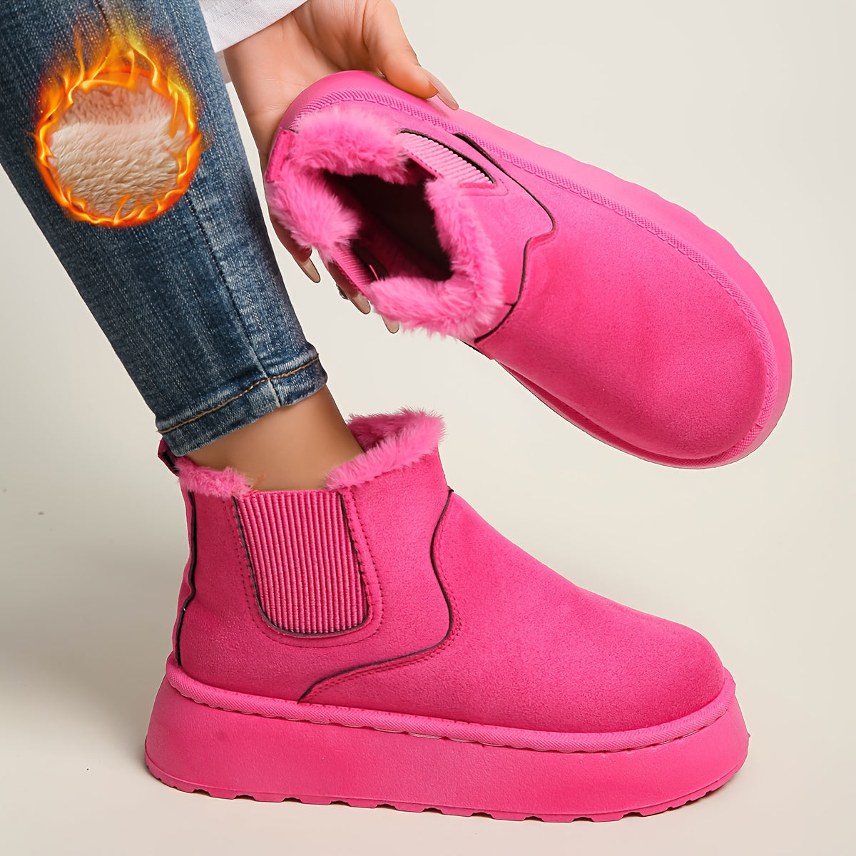 New Winter Women's Thick-Soled Snow Boots, Versatile Fashion Slip-On Short Boots, Casual Warm Women's Boots