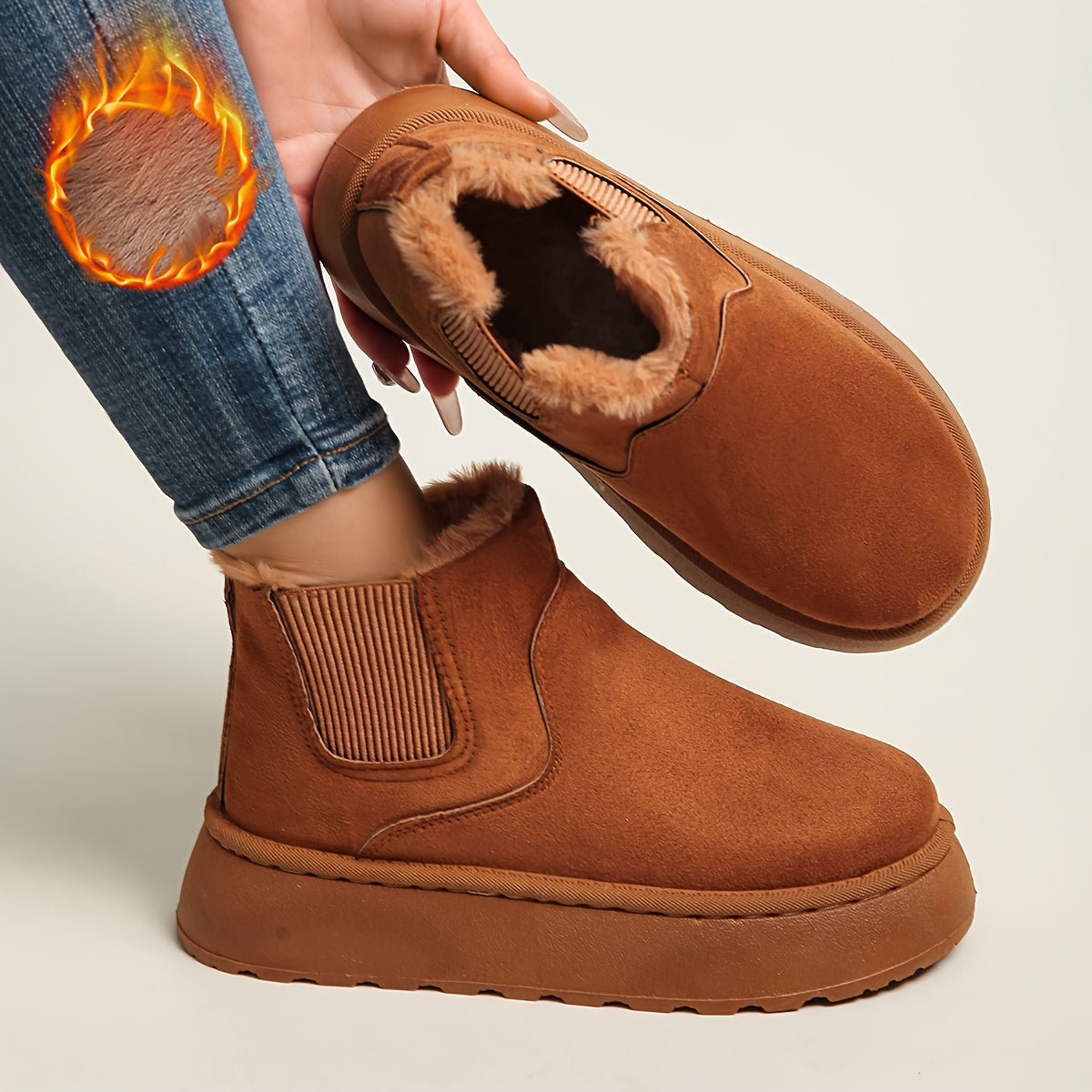 New Winter Women's Thick-Soled Snow Boots, Versatile Fashion Slip-On Short Boots, Casual Warm Women's Boots