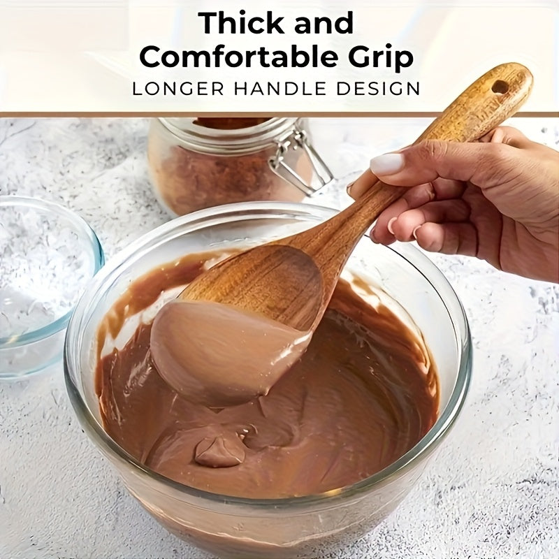 10pcs Premium Teak Cookware Set - Non-Stick, Heat Resistant, Ergonomic Handles for Comfortable Grip - Suitable for Stirring, Baking, Serving, and Easy Cooking, Outdoor Kitchenware Set, Camping Accessories