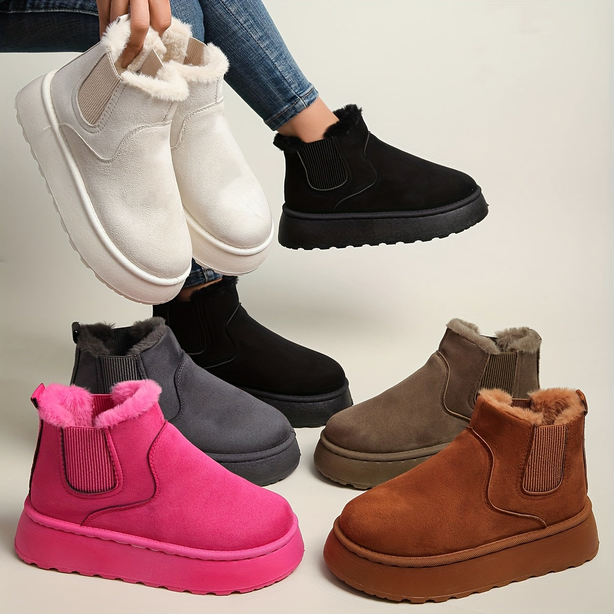 New Winter Women's Thick-Soled Snow Boots, Versatile Fashion Slip-On Short Boots, Casual Warm Women's Boots