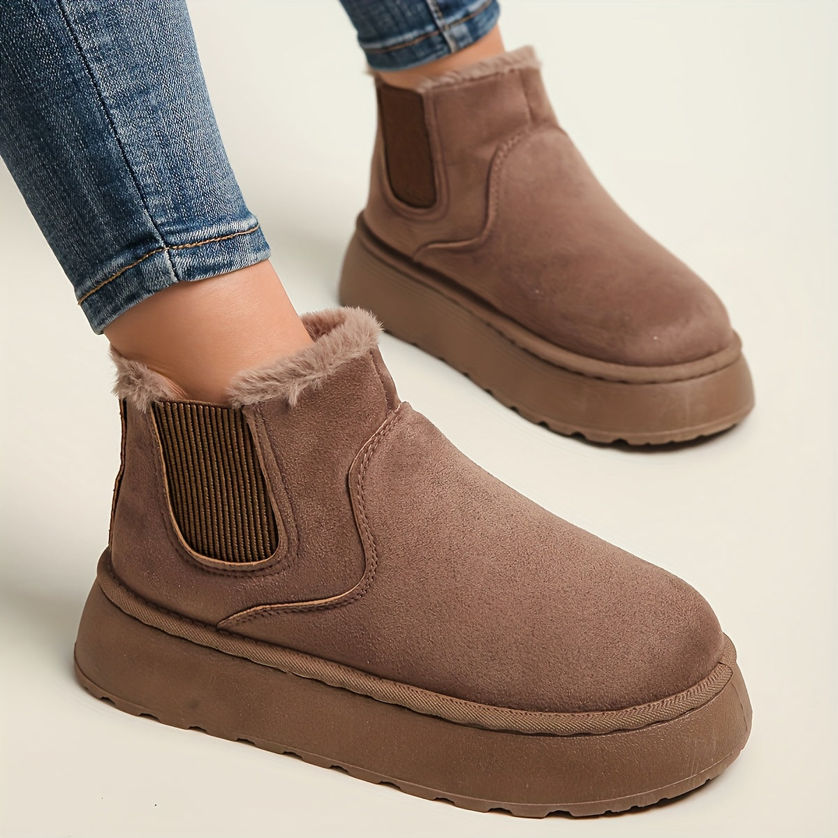 New Winter Women's Thick-Soled Snow Boots, Versatile Fashion Slip-On Short Boots, Casual Warm Women's Boots