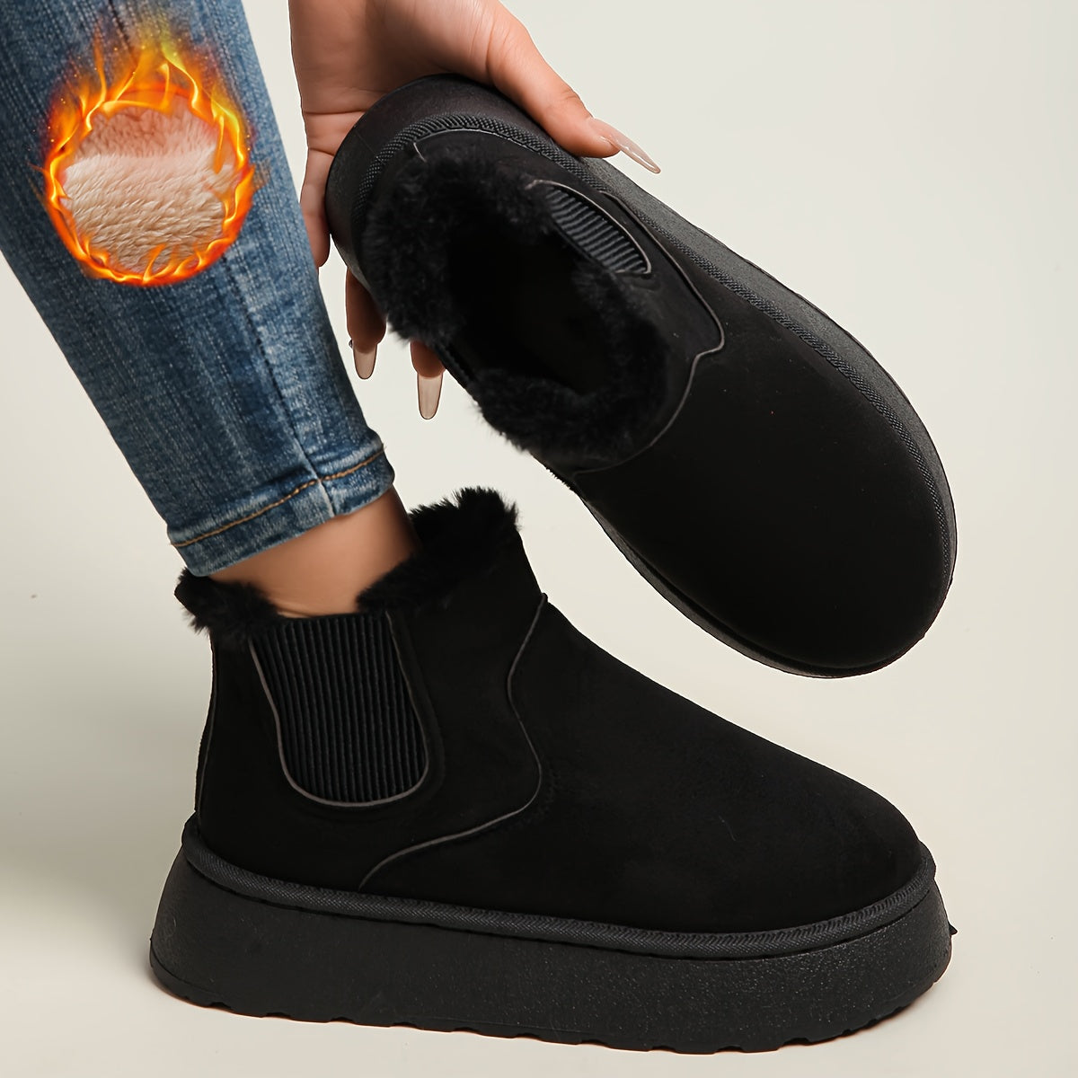 New Winter Women's Thick-Soled Snow Boots, Versatile Fashion Slip-On Short Boots, Casual Warm Women's Boots