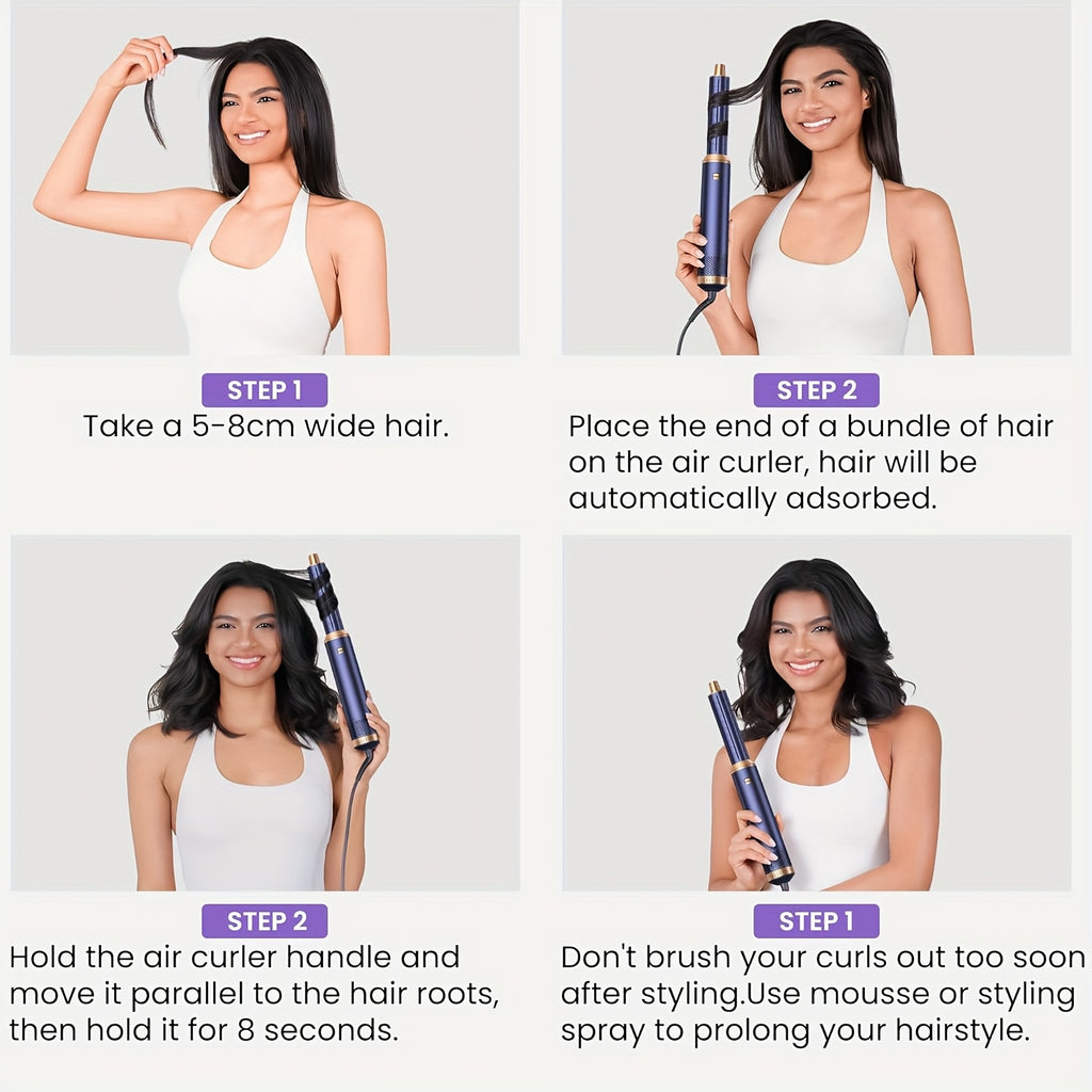 Hairstyler 5-in-1 Air Styler Hot Brush Curling Iron Thermal Brush Hair Straightener for Long/Short Hair - Cordless, USB-Powered, 220V, Automatic Power-Off, No Battery Needed, Hair Brushes