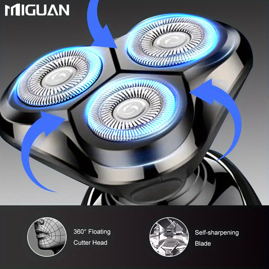MIGUAN 3-in-1 Electric Grooming Kit - All-in-One Shaver, Nose Trimmer & Sideburn Razor with Digital Display, & Travel-Friendly for Beard, Mustache, Eyebrows Trimming - Ideal Gift for On-the-Go