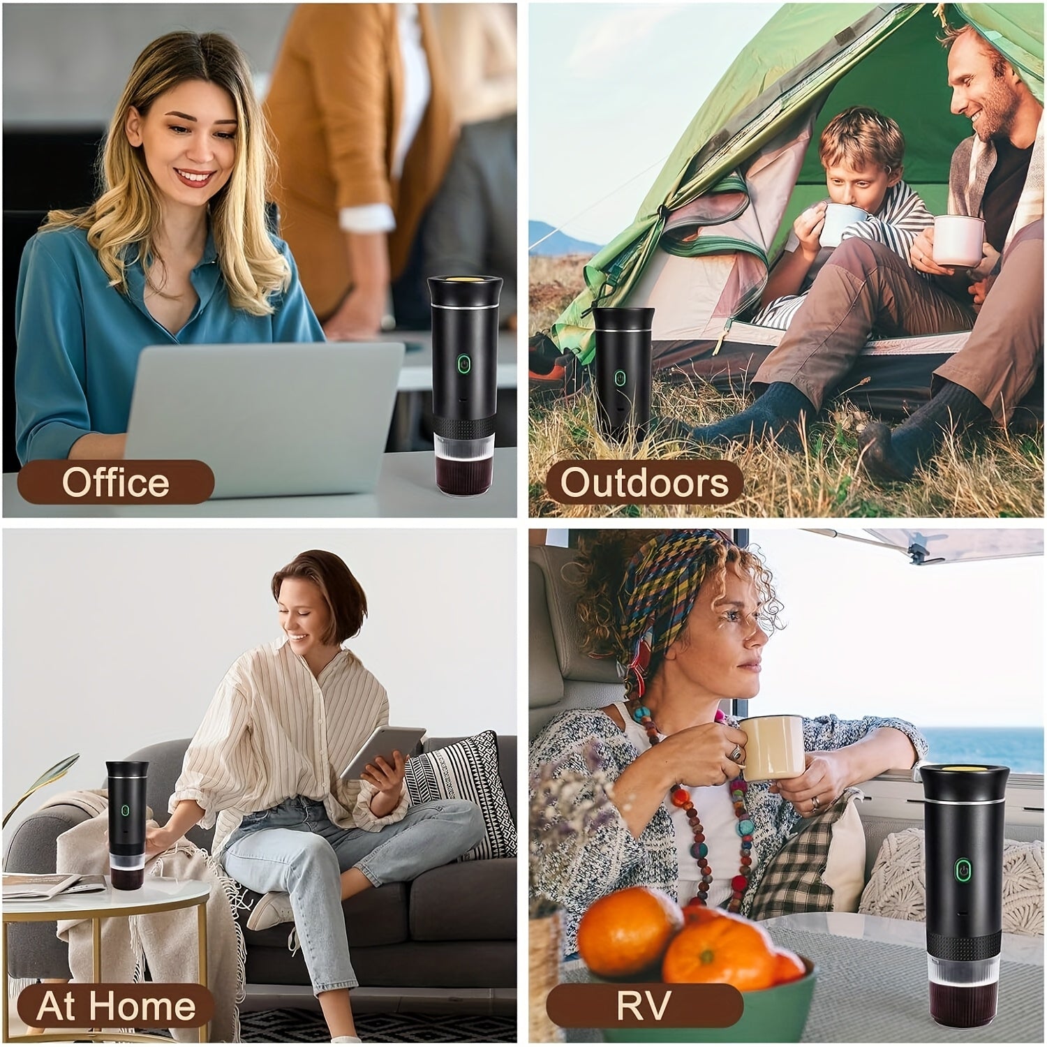 Portable Cordless 3-in-1 Coffee Machine Compatible for Capsule & Ground Coffee, Cold Brew & Heated Coffee Maker with 150ml Cup, Compact Electric Coffee Station for, Travel, Camping, Holiday Gift
