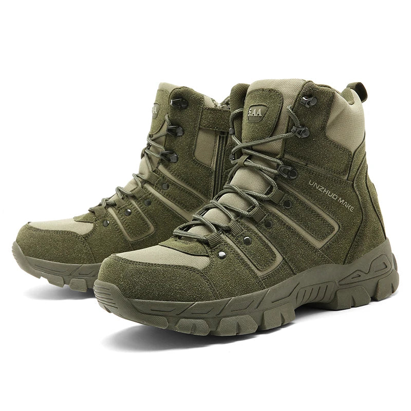 Factory Construction Services Custom Leather Waterproof Wear-Resist Rubber Wear-resistant Outsole Hiking Boots