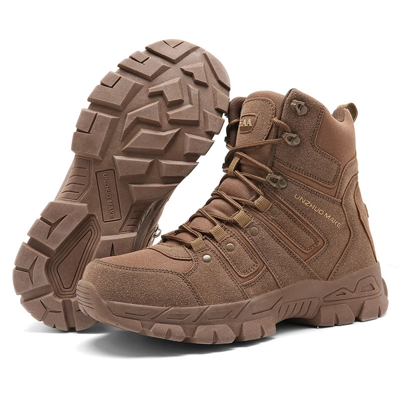 Factory Construction Services Custom Leather Waterproof Wear-Resist Rubber Wear-resistant Outsole Hiking Boots