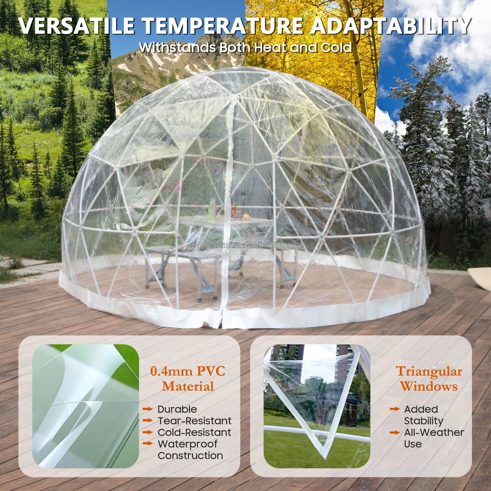 Garden Dome 12ft Clear Outdoor Tent Weatherproof Greenhouse Tent Dome for Winter Outdoor Yard Parties and Backyard Use