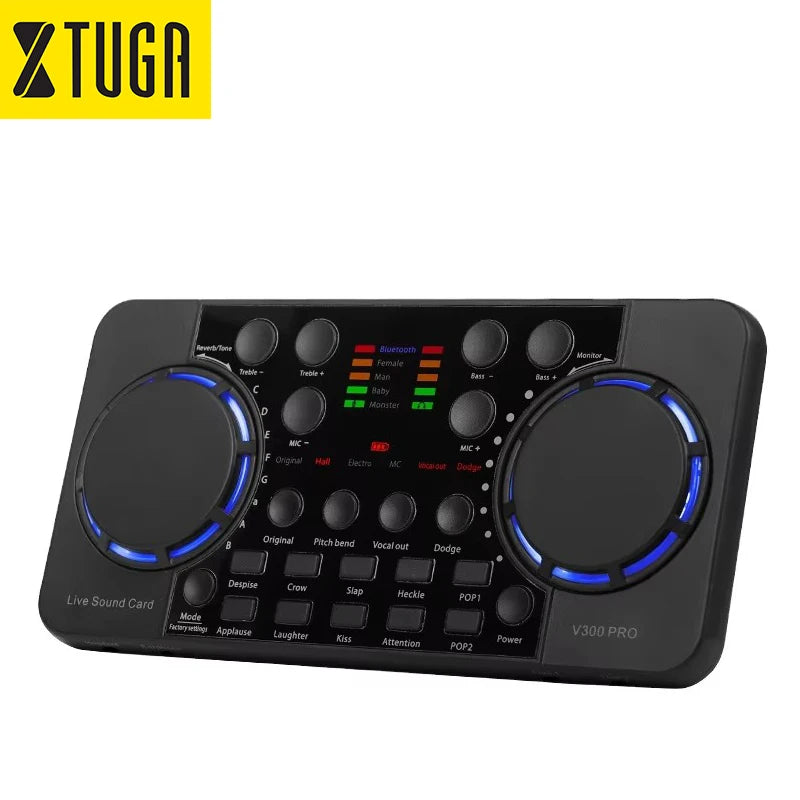 Xtuga V300 Pro PCI Sound Card Board Noise Reduction Voice Changer for Live Streaming Podcasting Singing Cell Phones Computers
