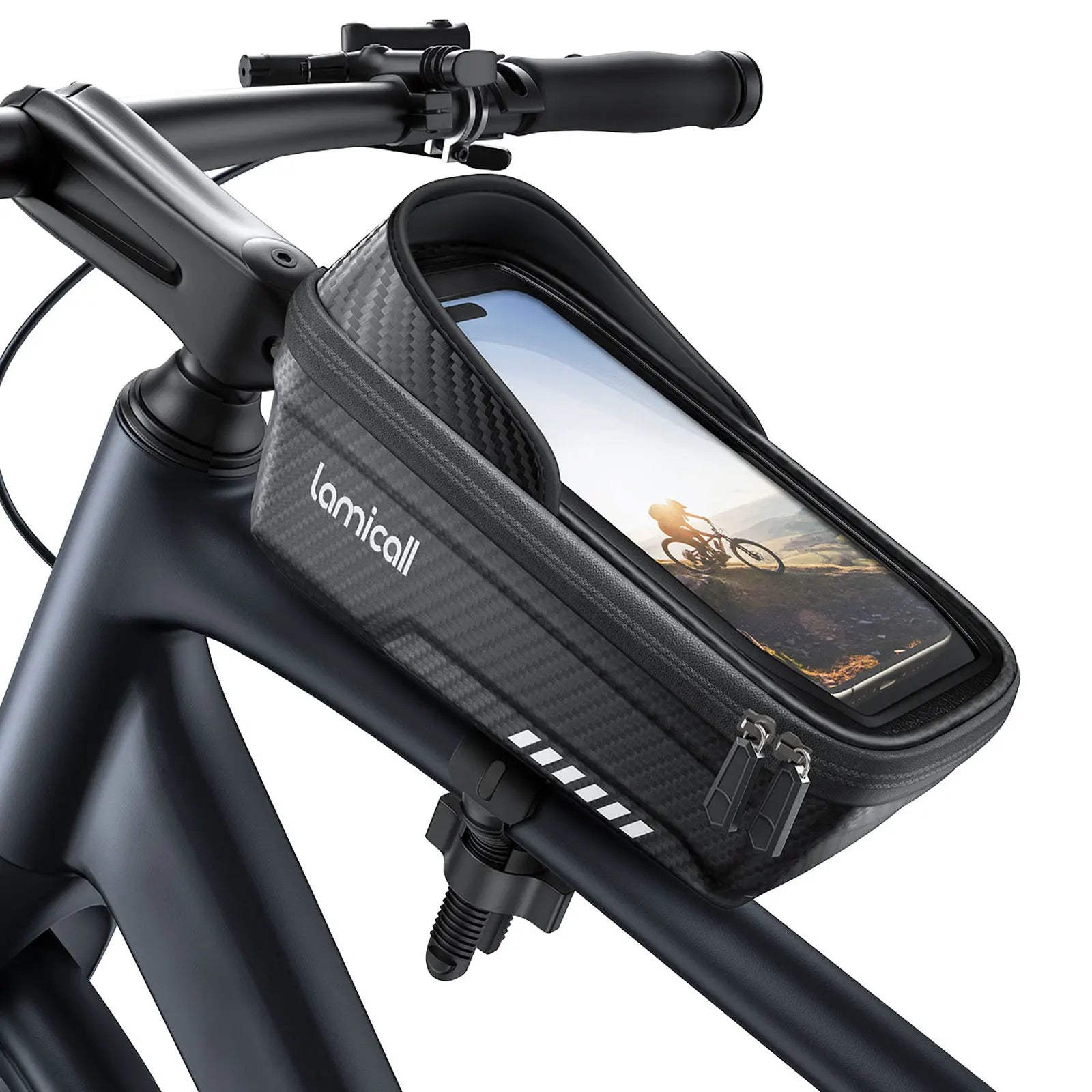 Lamicall BCCB02 Quick Installation Waterproof Bike Frame Bag 1.3L for 4.7"-7" Phones with Touch Control