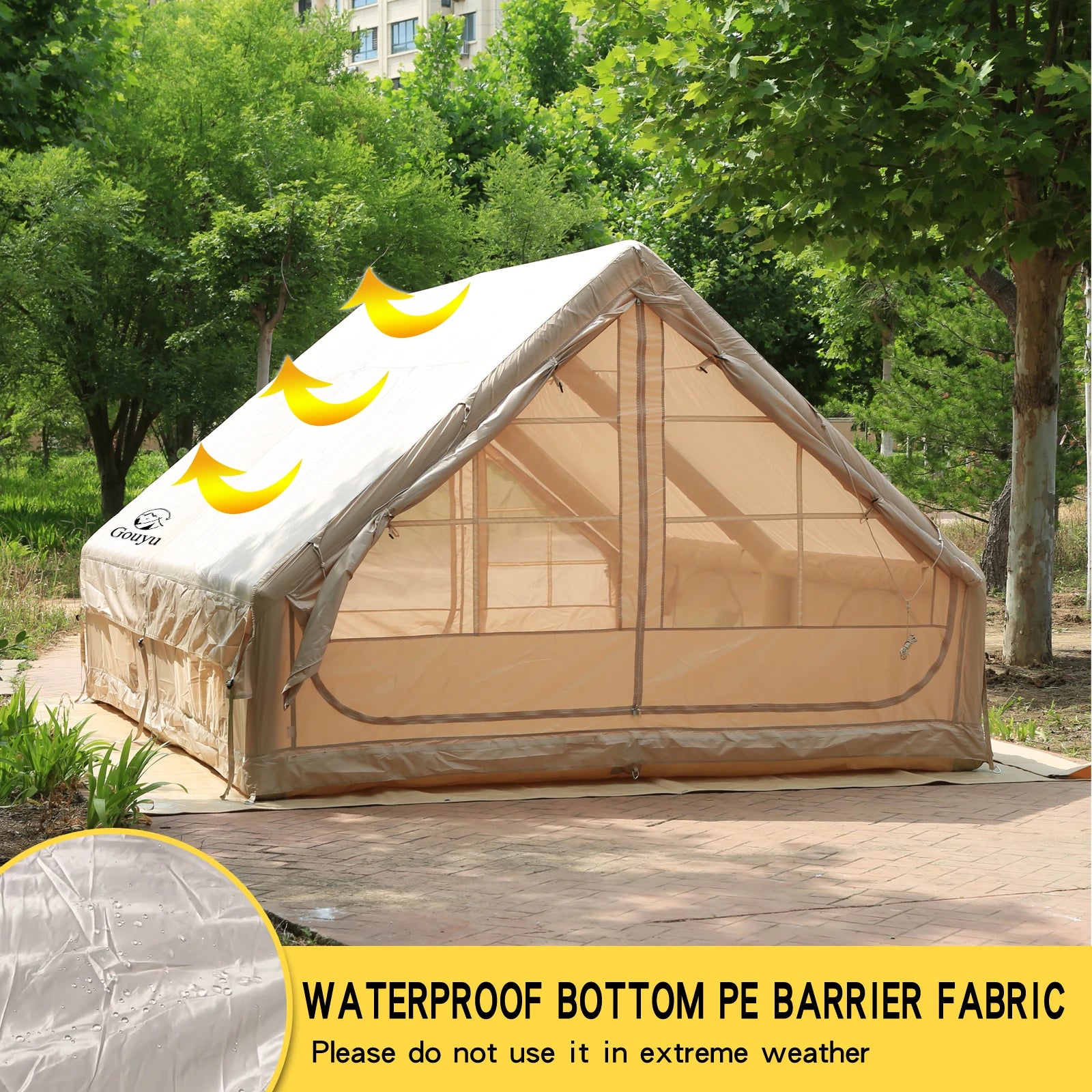 Inflatable Tent Outdoor Camping 6-8 Person Thickened Sun protection Rain Camping Overnight Field Equipment Full Windproof