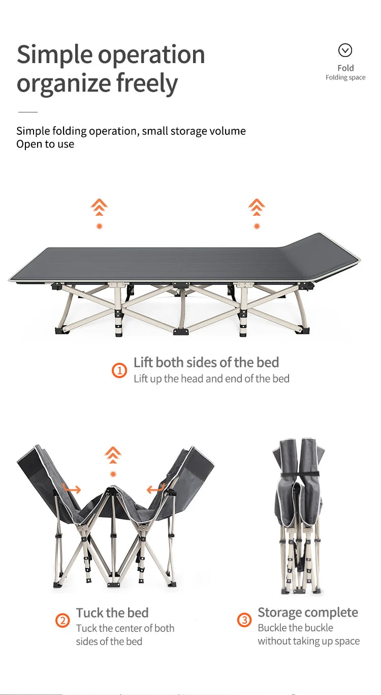 Folding camping cot with storage bag for adults Portable lightweight sleeping bed for outdoor traveling hiking easy to set up