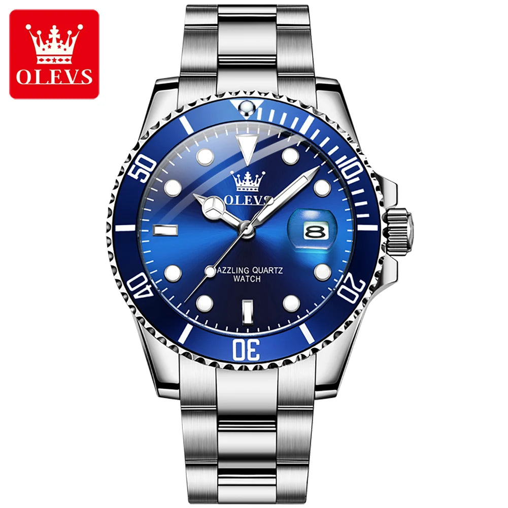OLEVS 5885 Oem Hot Sale Product Watch Men Stainless Steel Band Watch Fashion Calendar Quartz Strap Mens Wrist Watch
