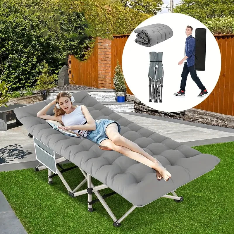 Folding camping cot with storage bag for adults Portable lightweight sleeping bed for outdoor traveling hiking easy to set up