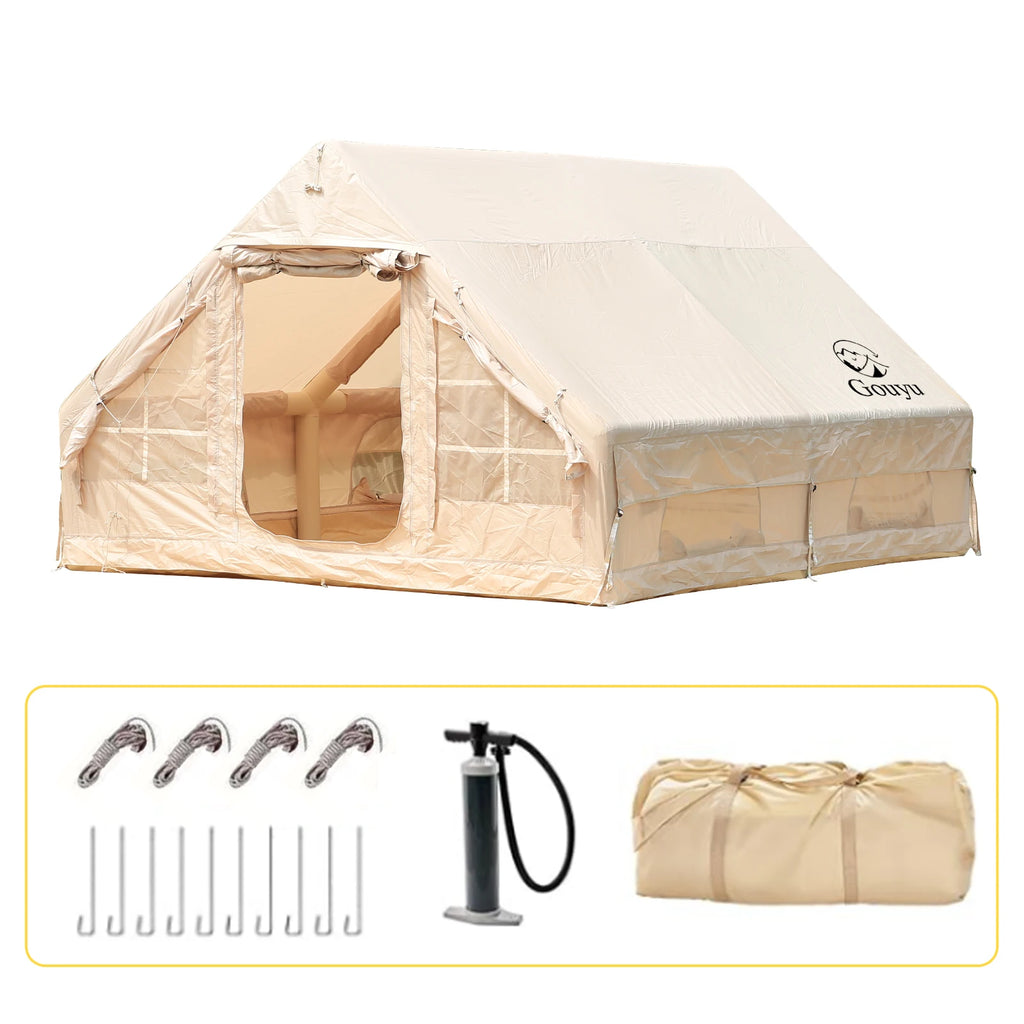 Inflatable Tent Outdoor Camping 6-8 Person Thickened Sun protection Rain Camping Overnight Field Equipment Full Windproof