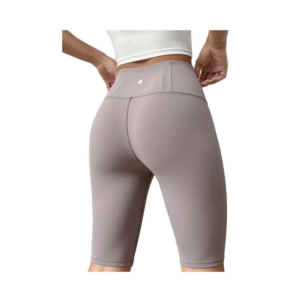 High Waist Seamless Unisex Biker Shorts Drawstring Closure Workout Yoga-Wholesale Grey Polyester Sports Fitness Activewear China