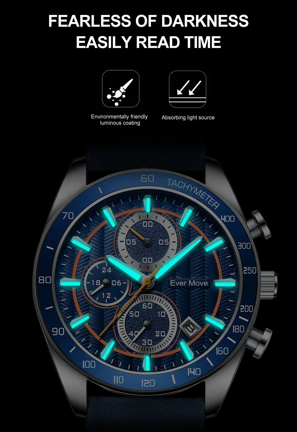 Men's Luxury 45mm Waterproof Quartz Watch Genuine Leather Band 22mm Width ETA Movement Steel Alloy Glass Business Sports ODM