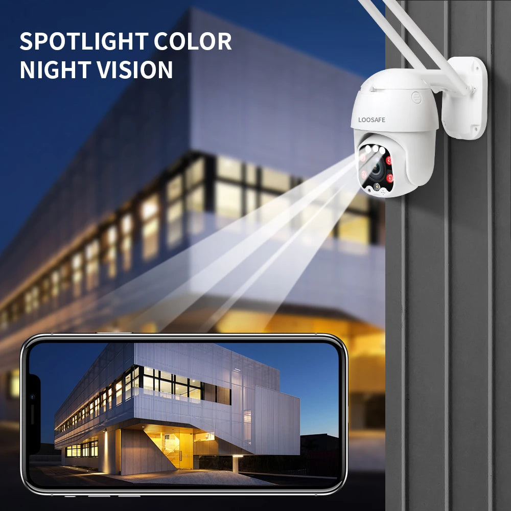 Loosafe 5MP 10X Zoom WIFI Camera Long Range Outdoor Colorful in Night AI Humanoid Motion Detection Security Wireless Camera
