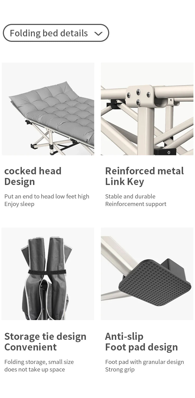 Folding camping cot with storage bag for adults Portable lightweight sleeping bed for outdoor traveling hiking easy to set up