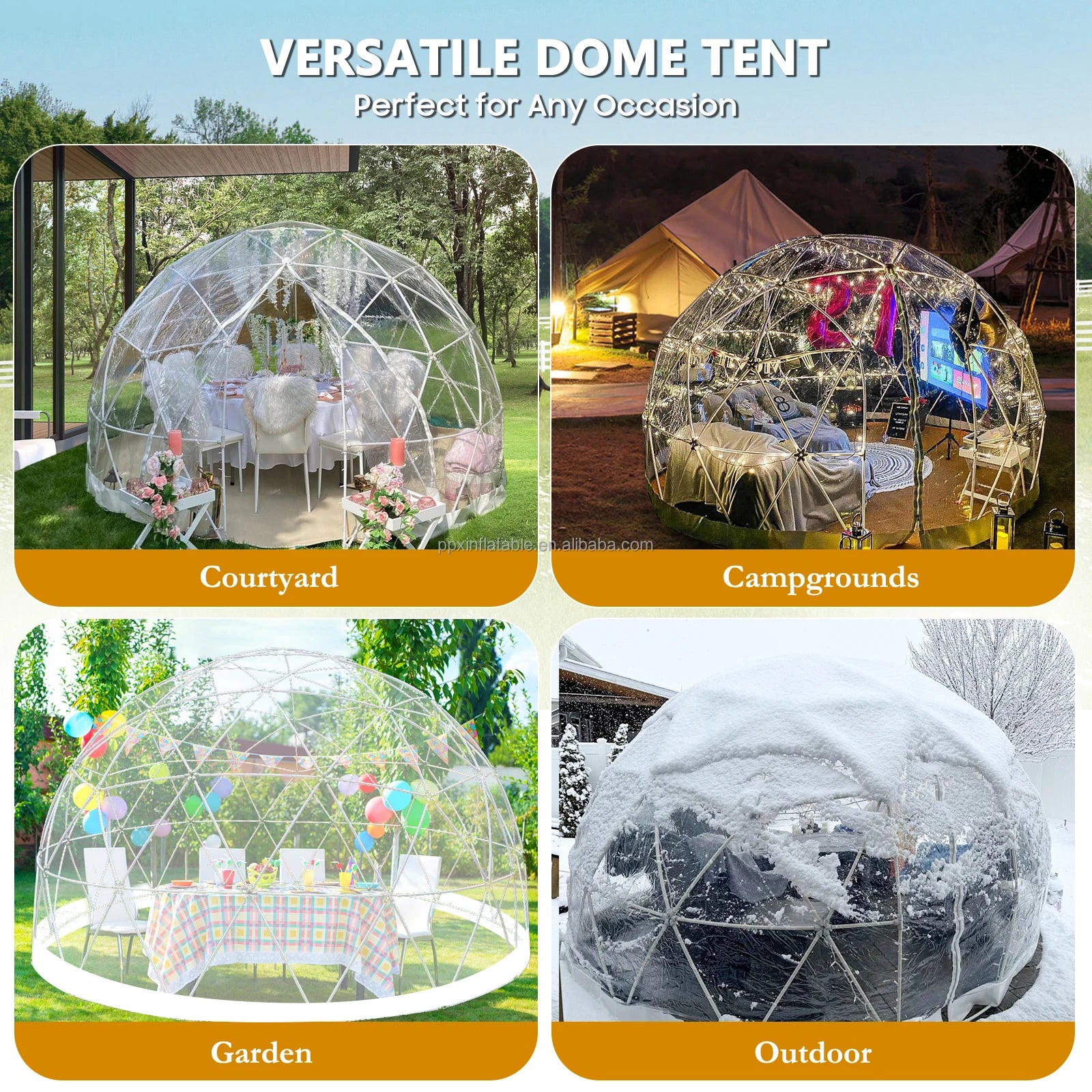 Garden Dome 12ft Clear Outdoor Tent Weatherproof Greenhouse Tent Dome for Winter Outdoor Yard Parties and Backyard Use