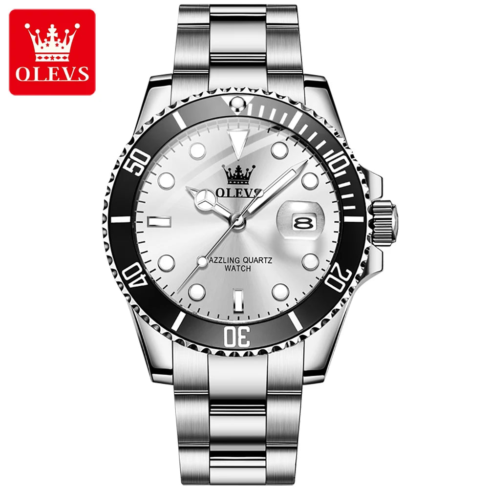 OLEVS 5885 Oem Hot Sale Product Watch Men Stainless Steel Band Watch Fashion Calendar Quartz Strap Mens Wrist Watch
