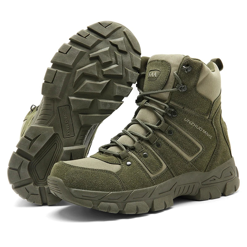 Factory Construction Services Custom Leather Waterproof Wear-Resist Rubber Wear-resistant Outsole Hiking Boots