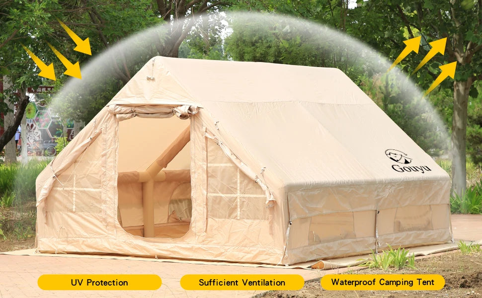 Inflatable Tent Outdoor Camping 6-8 Person Thickened Sun protection Rain Camping Overnight Field Equipment Full Windproof