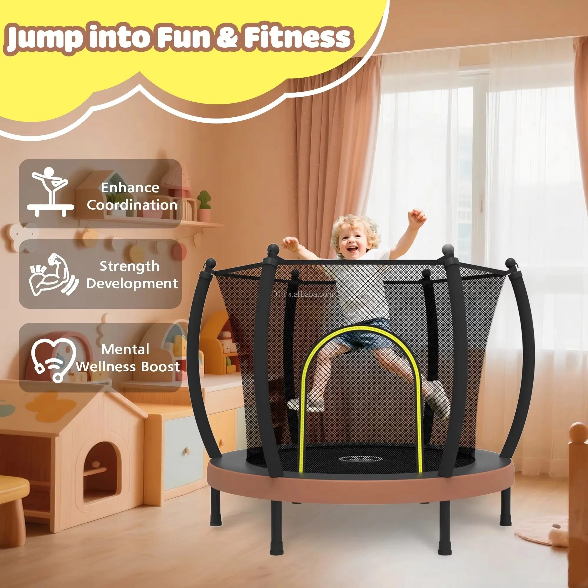 Zoshine Best Price Good Quality Mini Kid Trampoline Premium Safety Protection for Kids Happy Jumping Together