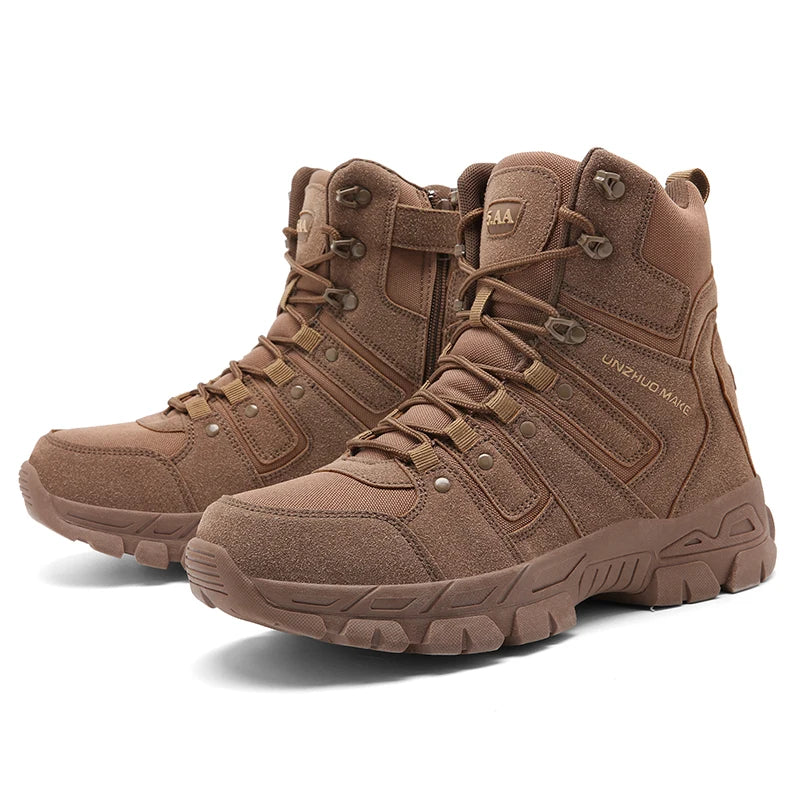 Factory Construction Services Custom Leather Waterproof Wear-Resist Rubber Wear-resistant Outsole Hiking Boots