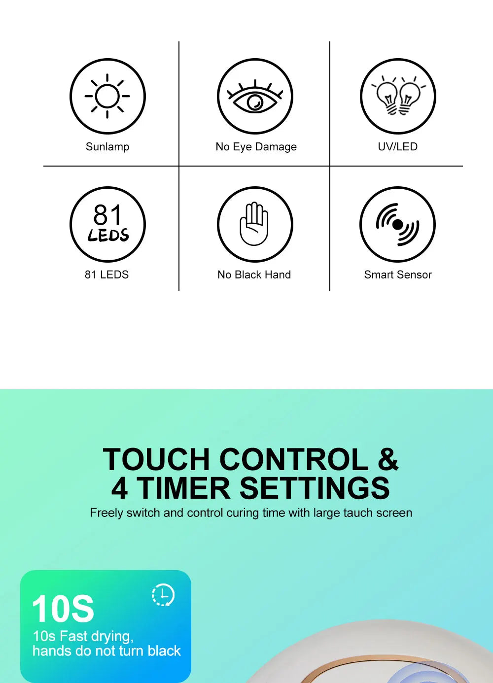 SUN X25MAX 81LED UV Lamp for Nails Drying Quick Curing All Gel Nail Polish Professional Powerful UV Light Dryer Manicure Salon