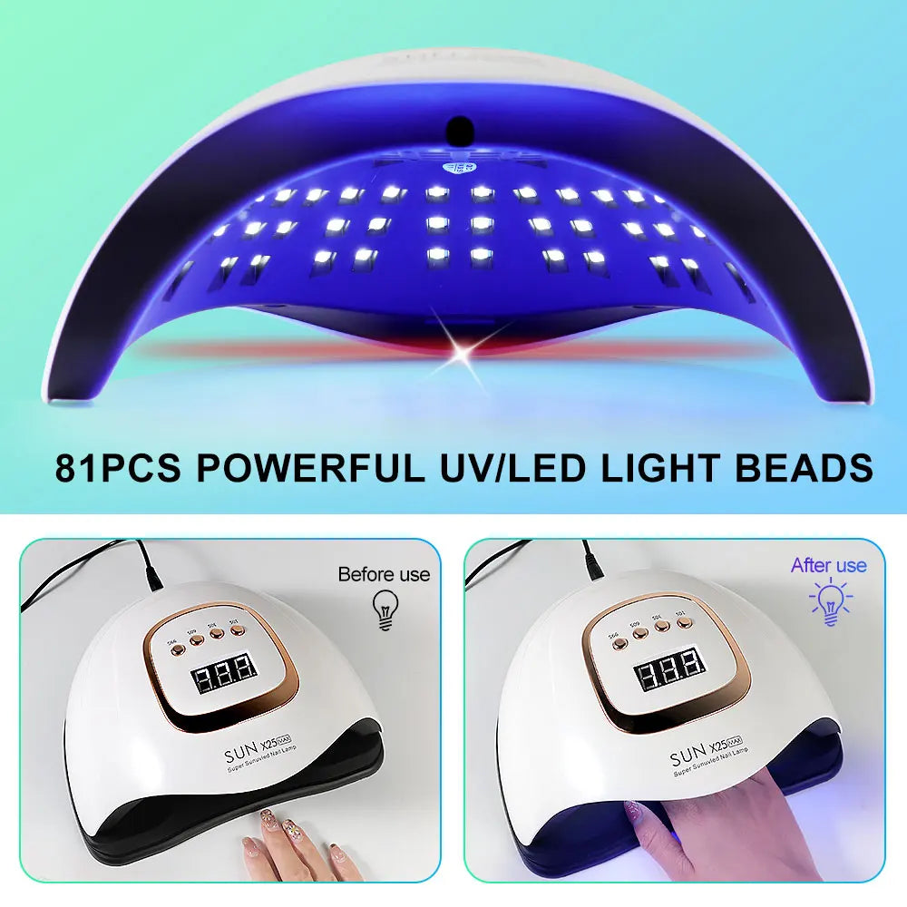 SUN X25MAX 81LED UV Lamp for Nails Drying Quick Curing All Gel Nail Polish Professional Powerful UV Light Dryer Manicure Salon