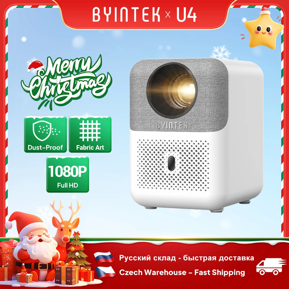 BYINTEK LOVE U4 Smart Mini Home Theater Projector 4K 1080P Video Android WIFI for Smartphone Cinema