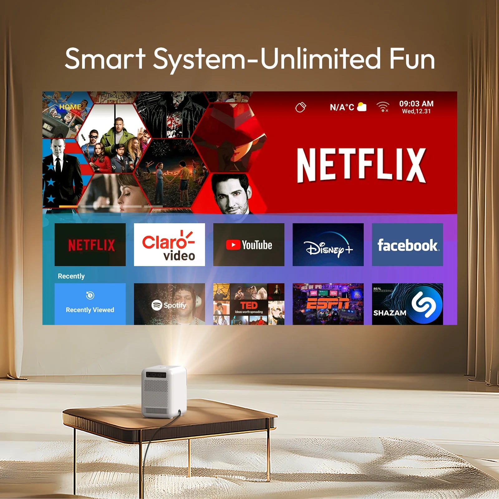 BYINTEK LOVE U4 Smart Mini Home Theater Projector 4K 1080P Video Android WIFI for Smartphone Cinema