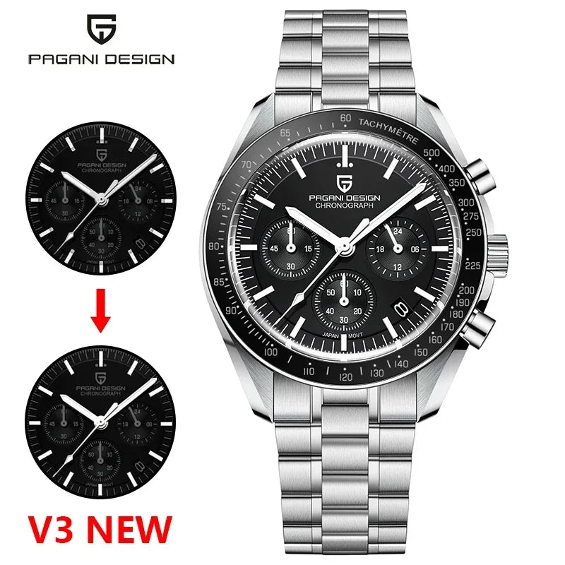 2025 New PAGANI DESIGN Mens Watches Top Brand Luxury Automatic Quartz Chronograph Waterproof Sport Stainless Steel Clock Relogio