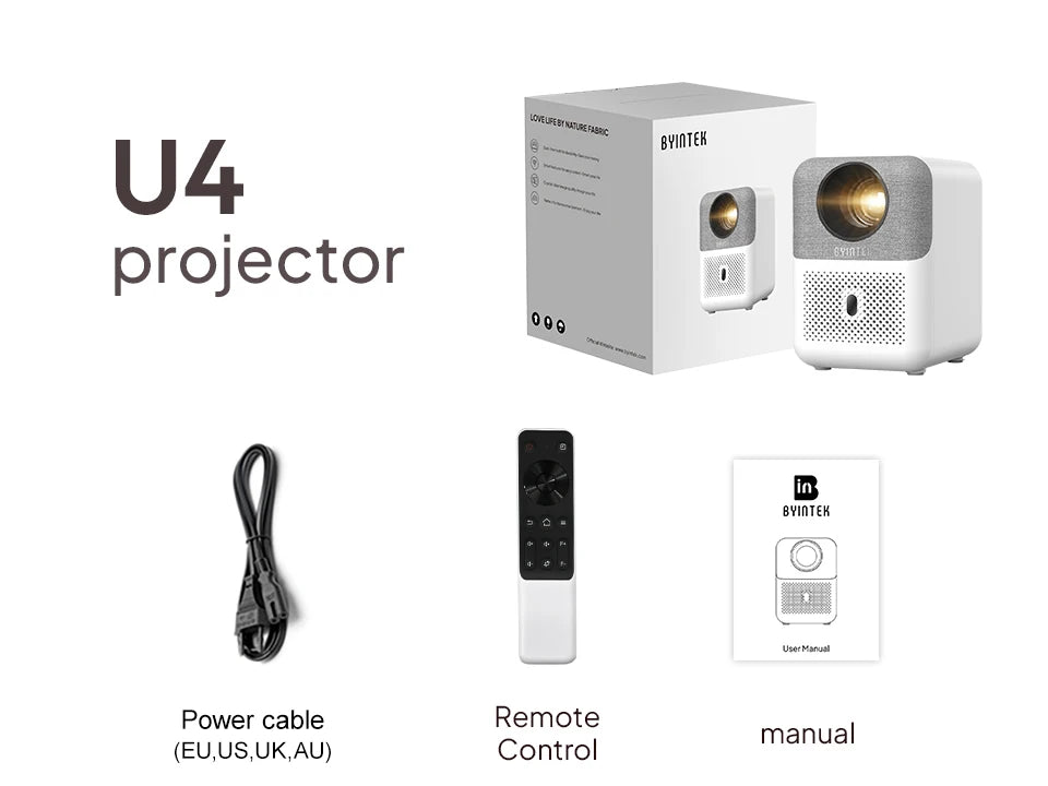 BYINTEK LOVE U4 Smart Mini Home Theater Projector 4K 1080P Video Android WIFI for Smartphone Cinema