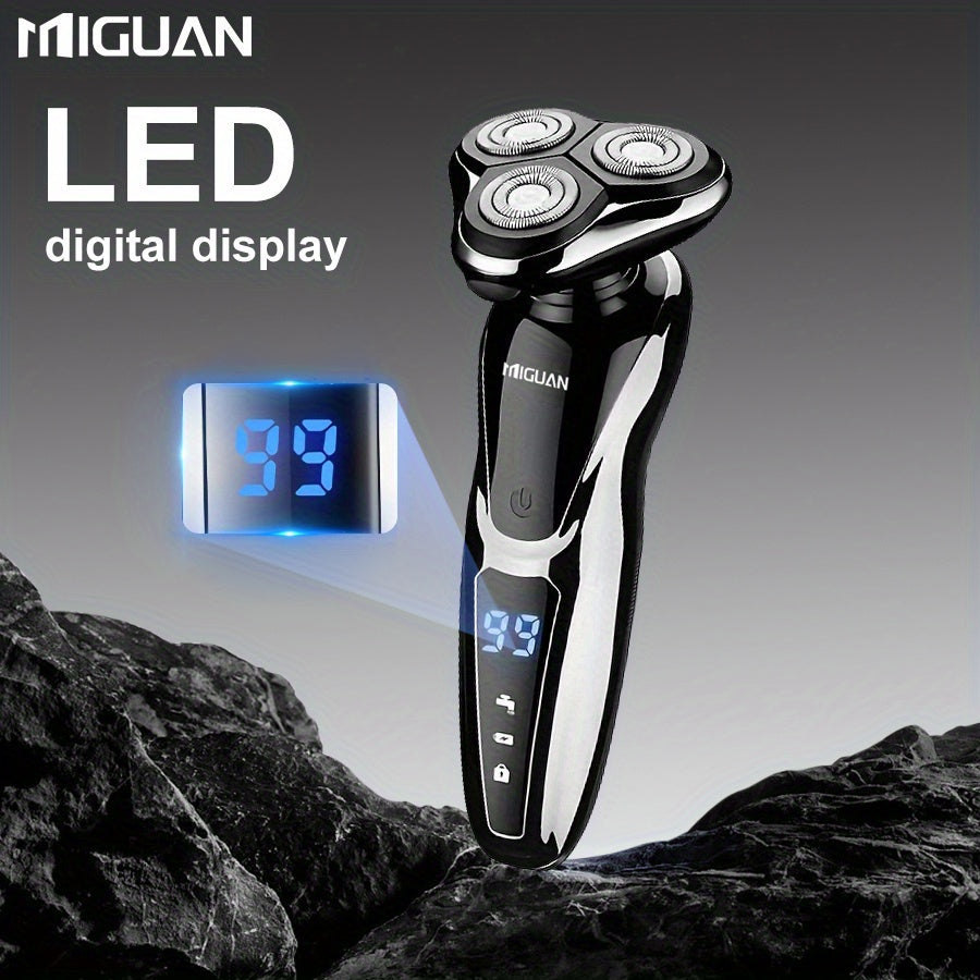 MIGUAN 3-in-1 Electric Grooming Kit - All-in-One Shaver, Nose Trimmer & Sideburn Razor with Digital Display, & Travel-Friendly for Beard, Mustache, Eyebrows Trimming - Ideal Gift for On-the-Go
