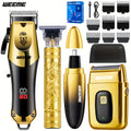 4pcs WEEME Men'S Golden Electric Hair Trimmer Set | Includes Hair Clipper, Shaver, Nose Hair Trimmer, And Fine Trimmer for Home, Car, And Travel Use | USB Charging, Rechargeable Lithium Battery