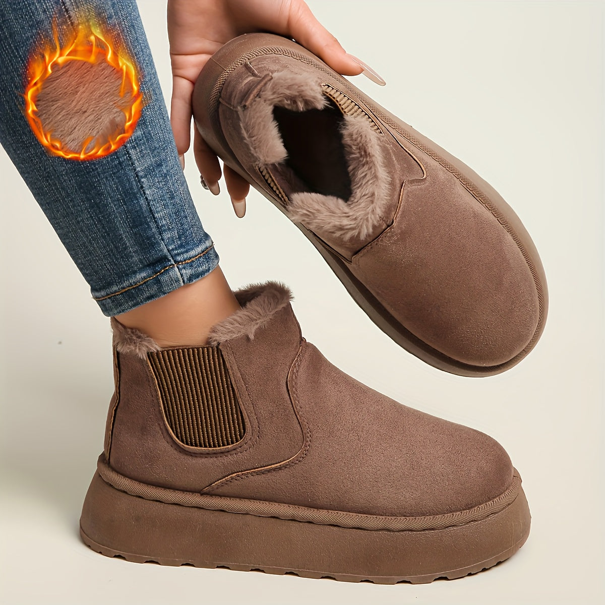 New Winter Women's Thick-Soled Snow Boots, Versatile Fashion Slip-On Short Boots, Casual Warm Women's Boots