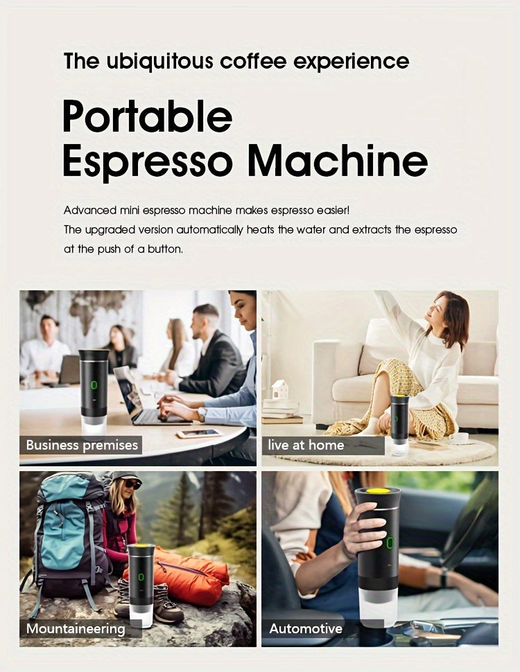 Portable Cordless 3-in-1 Coffee Machine Compatible for Capsule & Ground Coffee, Cold Brew & Heated Coffee Maker with 150ml Cup, Compact Electric Coffee Station for, Travel, Camping, Holiday Gift