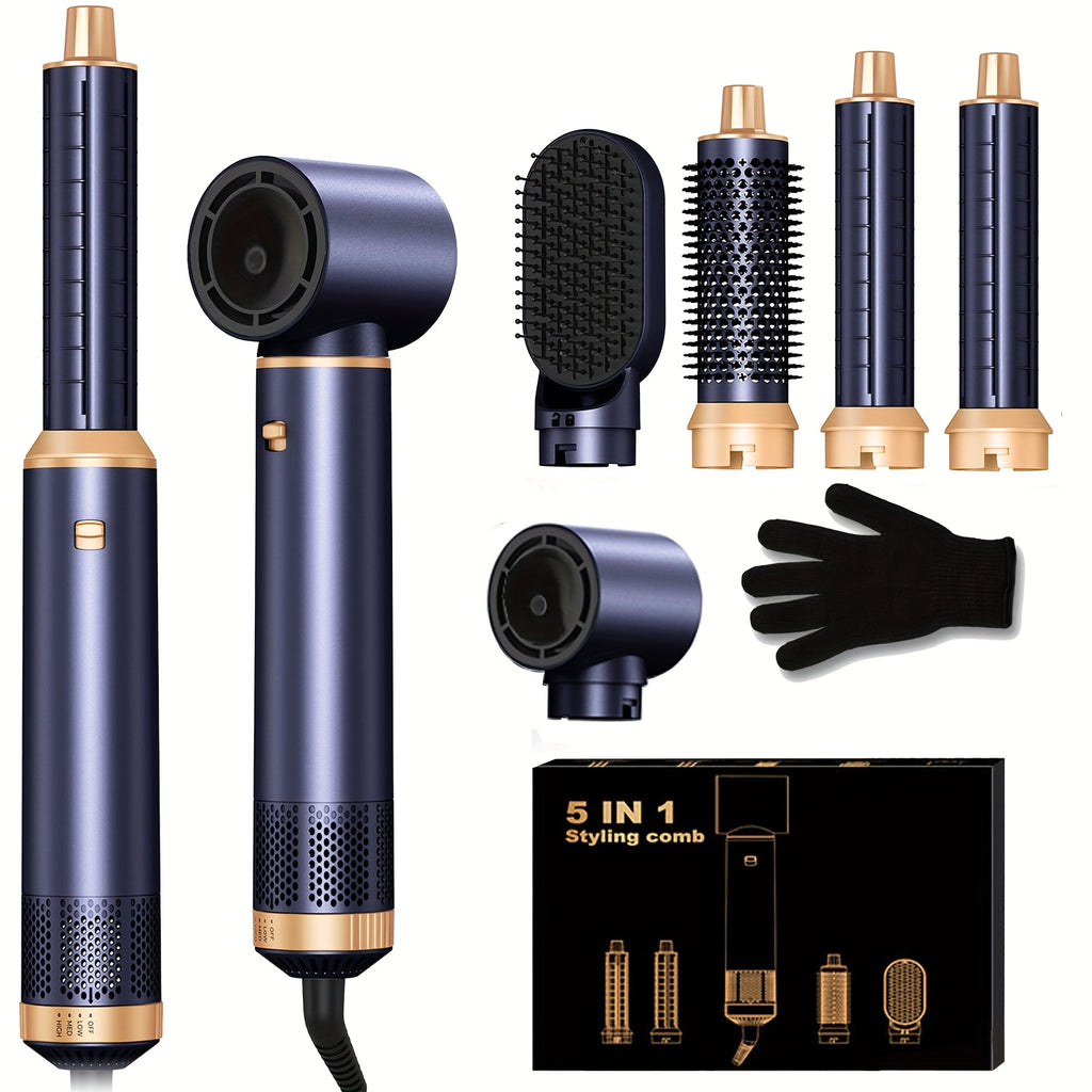 Hairstyler 5-in-1 Air Styler Hot Brush Curling Iron Thermal Brush Hair Straightener for Long/Short Hair - Cordless, USB-Powered, 220V, Automatic Power-Off, No Battery Needed, Hair Brushes