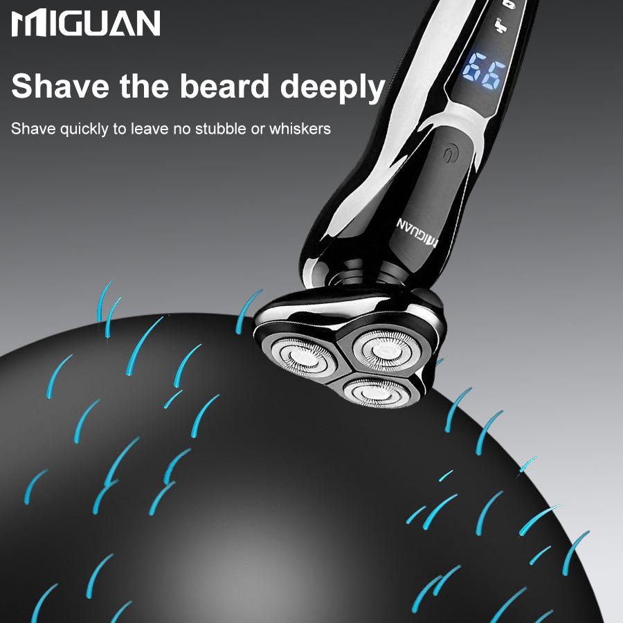 MIGUAN 3-in-1 Electric Grooming Kit - All-in-One Shaver, Nose Trimmer & Sideburn Razor with Digital Display, & Travel-Friendly for Beard, Mustache, Eyebrows Trimming - Ideal Gift for On-the-Go