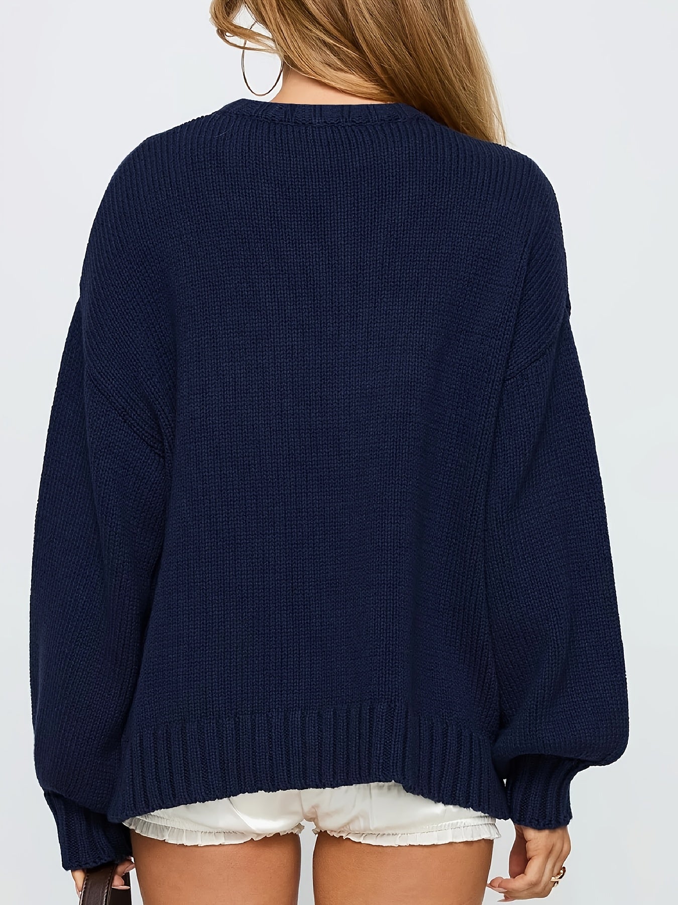 Women'S Elegant Long Sleeve Pullover Sweater - Cute White Swan Design, Round Neck, Soft & Cozy for Spring/Summer/Fall, Cute Sweaters