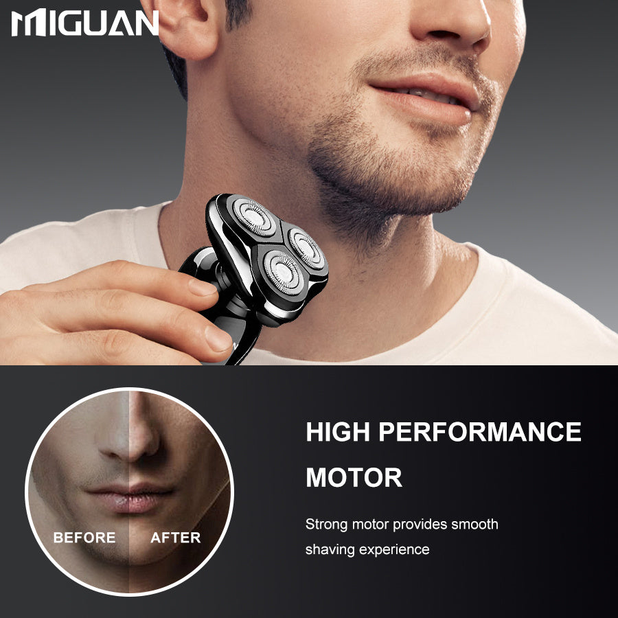 MIGUAN 3-in-1 Electric Grooming Kit - All-in-One Shaver, Nose Trimmer & Sideburn Razor with Digital Display, & Travel-Friendly for Beard, Mustache, Eyebrows Trimming - Ideal Gift for On-the-Go