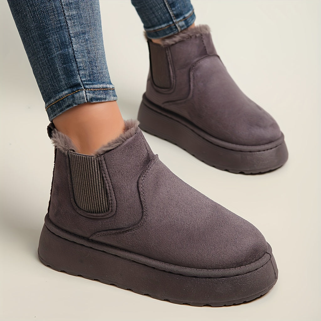 New Winter Women's Thick-Soled Snow Boots, Versatile Fashion Slip-On Short Boots, Casual Warm Women's Boots